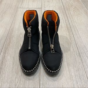 Alexander Wang Black Studded Nylon Ankle Boots/Booties